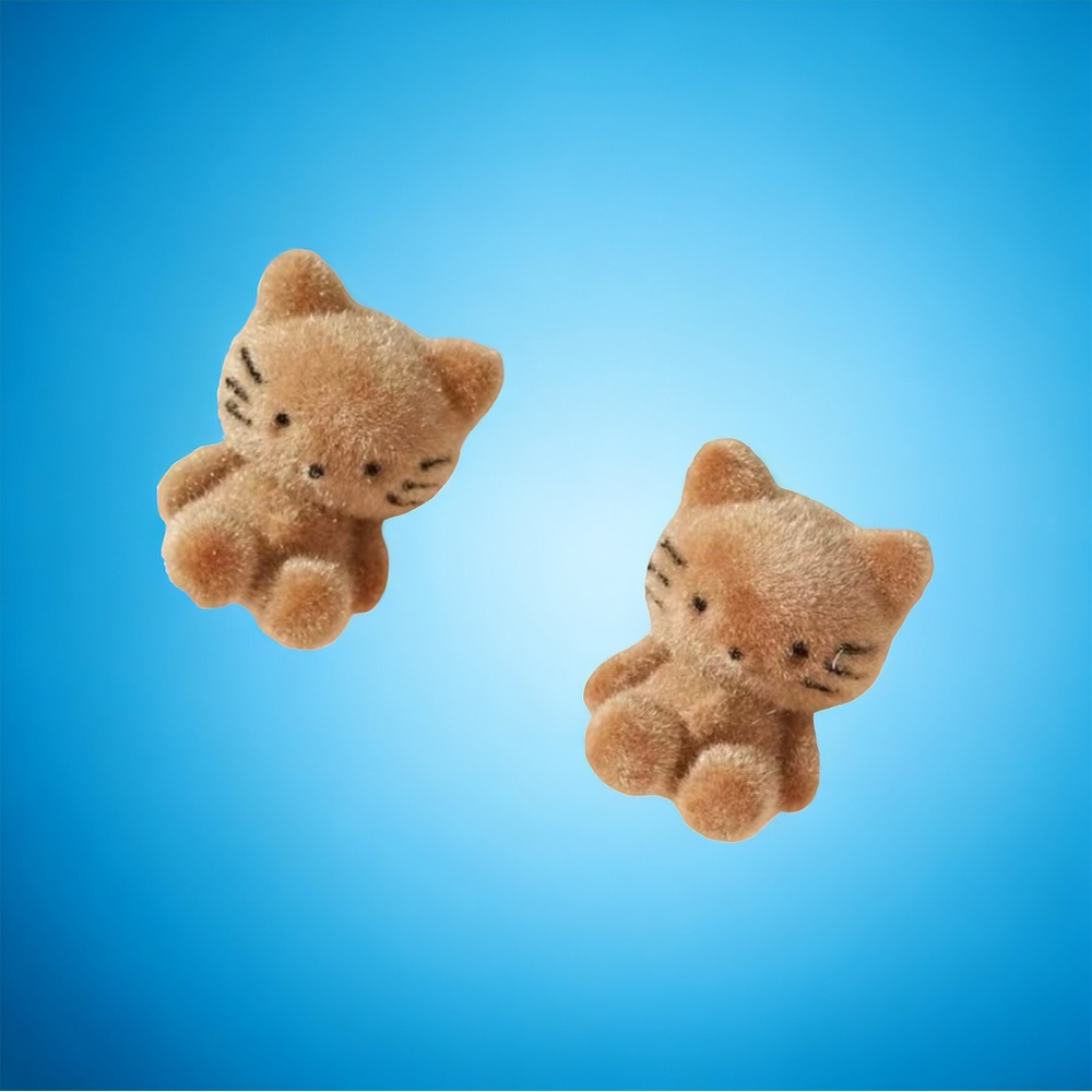 Cute Brown Cat Design Stud Earrings Retro Leisure Style faux fashion jewelry